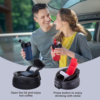 Tasses à café isothermes en acier inoxydable de 14 oz avec couvercle 2-en-1 anti-fuite, mugs à thé thermiques à double paroi avec paille pour boissons chaudes et froides