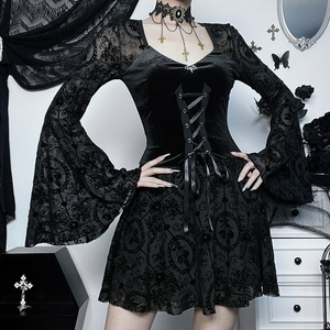 Vestido Largo Sexy y Elegante para Mujer, <span class=keywords><strong>Ropa</strong></span> que Brilla en la Oscuridad, Vestido de Manga Larga, Estilo Gótico Lolita - Product Image 2
