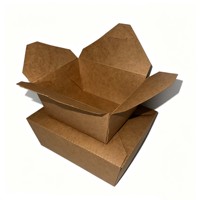 Biologisch abbaubare braune Kraftpapierbox mit individuellem Logo, lebensmittelechte Einwegverpackung für Restaurants zum Mitnehmen