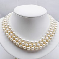 Collier de perles d'eau douce ovales naturelles, haute brillance, simple rangée, bijoux classiques pour femmes, à porter au quotidien