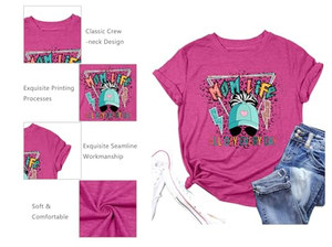 T-shirts OEM ODM pour femmes : 'En <span class=keywords><strong>ma</strong></span> période de maman', 'Mama', 'Mom Life', avec impression de lettres 'Mama' amusante, décontractés pour la Fête des Mères - Product Image 6
