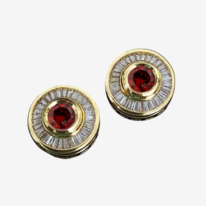 Tùy Chỉnh Màu Sắc Ngọc Lục Bảo Màu Xanh Lá Cây Của <span class=keywords><strong>Ruby</strong></span> Đỏ <span class=keywords><strong>CZ</strong></span> 14K Vàng Mạ Bông Tai 925 Bạc Halo Kim Cương Đinh tán Phụ Nữ Của Đồ Trang Sức - Product Image 2