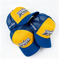 Casquette Snapback Sportive Streetwear Trucker Bicolore Jaune Bleu en Maille avec Broderie 3D Personnalisée Thunder