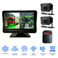 Caméra de tableau de bord bidirectionnelle BSD avec avertissement IA, caméra de recul, surveillance anti-collision arrière, vision nocturne, écran IPS 12-36V pour camions