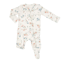 Grenouillère biologique à volants pour bébé avec fermeture éclair grenouillère durable en bambou pour bébé combinaison de nuit à impression personnalisée écologique vêtements pour enfants bébé