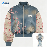 Veste en jean cloutée personnalisée pour la vente en gros, effet délavé soleil, style streetwear Y2K, coupe-vent, fournisseur de référence Cherry Blossom