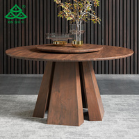 Ensemble de salle à manger d'hôtel au design moderne Table de salle à manger ronde en bois massif avec dessus de table en bois pour restaurant