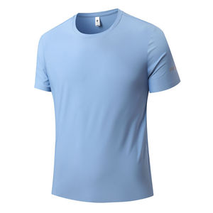 Custom T-Shirt Men's Quick-Dry Short Sleeve Solid Color Polyester Leisure Wear - Product Image 3
