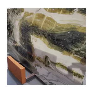 Decoration cheaper price brown green onyx slabs stone for wall