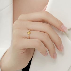 Dylam New Arrival Minimalist Women Jewelry Manufacturer OEM ODM 18K Gold <b>Thin</b> Tiny Chic Oval Yellow Diamond Zircon <b>Rings</b> - Product Image 5