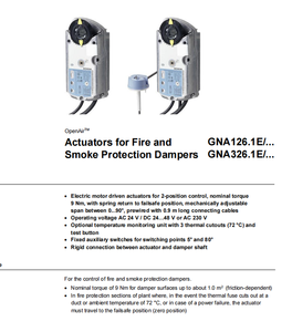 Actionneur de registre coupe-feu et anti-fumée GNA326.1E/12 9Nm 230V à 2 positions à rappel par ressort avec interrupteurs auxiliaires - Product Image 1