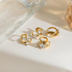 Trendy High Quality PVD 18K Gold Plated Zirconia Pave Band Cuff Earrings Stainless Steel Earrings Wholesale <strong>Jewelry</strong> - Product Image 4