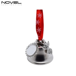 Adorno Navideño de Campana Metálica para Sublimación, Colgante Navideño para Decoración de Árboles Navideños con Cinta de Seda - Product Image 3