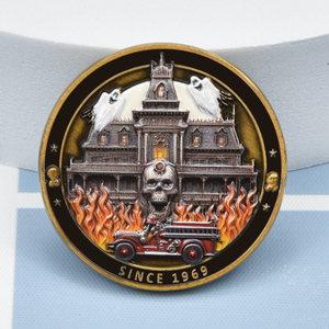 Moneda Conmemorativa de Metal Esmaltado con Logotipo Personalizado Grabado en 3D, Signo Zodiacal <span class=keywords><strong>Géminis</strong></span>, Casa Embrujada, Fantasma, Halloween - Product Image 2