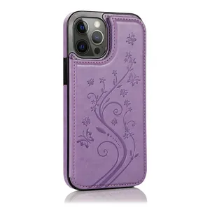 Suitable for iPhone 15 multi-card anti-fall bracket 14 13 12 11 Pro Max embossed double-button phone case protective cover