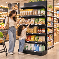 Étagères de gondole gris foncé pour supermarché, présentoir robuste simple face pour magasin de détail, épicerie, avec dos solide en métal