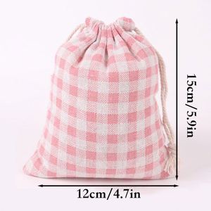 Bolsas de Lino y Algodón con Cordón y Estampado Lindo, 12x15cm, Bolsa de Regalo con Diseño de Dibujos Animados, Bolsa con Estampado de Fresas y Animales para Regalo - Product Image 5