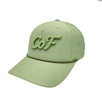 Casquette de golf 5 panneaux à cordes, perforations découpées au laser, unisexe, avec logo personnalisé, en silicone respirant et imperméable, pour sports de plein air – Ventes flash