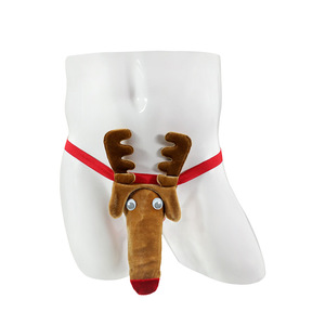 String <span class=keywords><strong>sexy</strong></span> en polyester taille basse pour hommes, sous-vêtements à motif de cerf, respirant, manches de pénis pour Noël et Halloween, jouet pour adultes - Product Image 4