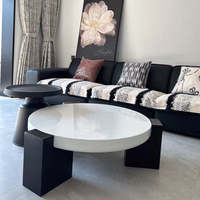 Ensemble de tables basses convertibles contemporaines à plateau en faux marbre, extensibles, mobiles, à hauteur réglable, montage facile, pour salon