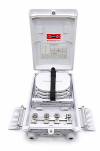 Boîtier de distribution de fibre optique ROPASSOR RPS-ST218-C FTTH 16 cœurs SC, 4 entrées et 16 sorties, ABS IP65, montage mural/poteau - Product Image 6