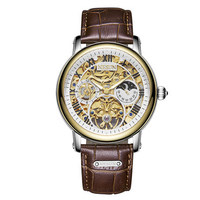 Montre mécanique pour homme NESUN 9097, populaire et unique, avec bracelet en cuir véritable, lumineuse, automatique, à cadran ajouré, pour les affaires