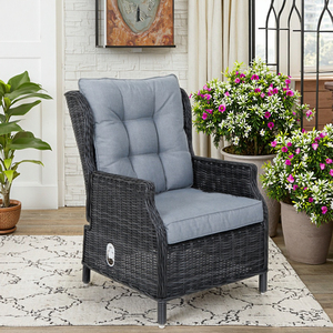 Leisure Contemporary Aluminum <b>Outdoor</b> Garden Furniture Set <b>Rattan</b> Recliner for Farmhouse Apartment Living Room - Product Image 1