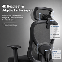 Chaise de bureau ergonomique moderne à dossier haut en maille avec base à roulettes, support lombaire réglable, pivotant à 360 degrés et vérin à gaz pour salle de conférence