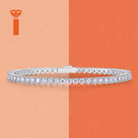 Bracelets pour femmes Hip Hop en argent S925 plaqué rhodium, style Cuban Link, entièrement pavés de moissanite ronde, avec fermoir boîte lourd, luxe glacé
