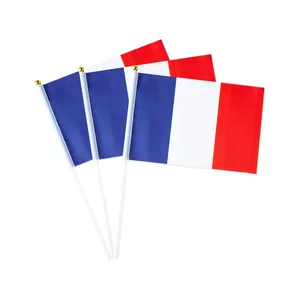 फैक्टरी प्रत्यक्ष बिक्री कस्टम फ्रांस फ्लैग फ्रेंच छोटे छड़ी मिनी हाथ पकड़ा झंडे