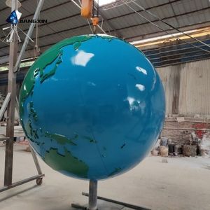 Centro de mesa World <span class=keywords><strong>Globe</strong></span>-Arte de tierra de fibra de vidrio grande para atrios corporativos y resorts de lujo (Tierra Dorada y azul, base personalizada) - Product Image 3