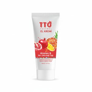 Crème pour les mains hydratante et nourrissante légère à l'acide hyaluronique thermique TTO, parfum ananas, beurre de karité, vitamine E, grenade - Product Image 2