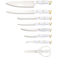 Özel mutfak bıçakları 3cr1 3/5cr1 5/alman 1.4116 paslanmaz çelik mutfak bıçağı mutfak için Kitchen ahşap bıçak blok ile Set