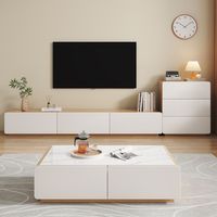 Table basse en bois massif et meuble TV combinaison de lumière armoire de rangement de luxe pour le salon
