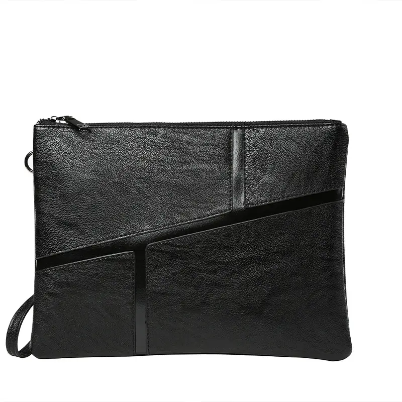Moda klasik PU deri telefon cüzdan uzun tarzı iş erkek büyük kapasiteli çanta siyah erkek debriyaj cüzdan