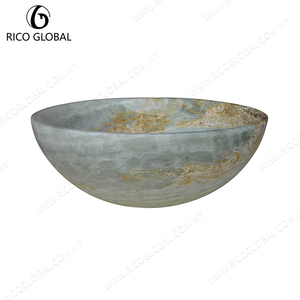 Lavabo Redondo de Cerámica para Encimera, Lavabo de Mármol Verde de Lujo, Lavabo Duradero para Baño - Product Image 4