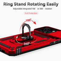 Étui de téléphone portable avec anneau de support coulissant pour appareil photo, design blindé, TPU+PC magnétique, antichoc, pour 15 Pro Max