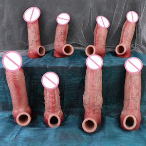 8 estilos de extensor de pene con anillo para testículos S/L, extensor de pene de silicona para hombres, retrasa la eyaculación, agrandador de pene para el placer sexual en pareja. - Product Image 1
