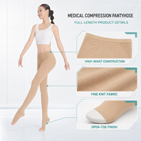Collants de compression professionnels élastiques à taille haute, à bout ouvert, pour le soulagement de l'œdème, la prévention des varices, de qualité médicale