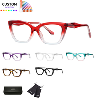 Montures optiques œil-de-chat tendance TR90 avec verres anti-lumière bleue, montures de lunettes de vue pour myopie, couleur dégradée, vente en gros pour homme et femme