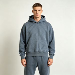men's hoodies New Design French Terry <b>Drop</b> Shoulder Oversized <b>Box</b> Hoodies Top Quality 100% Cotton Heavyweight Blank Boxy Hoodie - Product Image 5