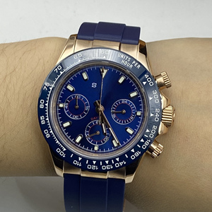 Montre chronographe à quartz de luxe pour homme avec mouvement VK63, bracelet en acier inoxydable et bracelet en caoutchouc étanche - Product Image 2