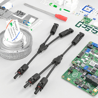 Kit konektor daya Panel surya kontak tembaga tahan lama, kabel adaptor PV paralel cabang 2P MCX M/FF + F/MM koneksi kawat