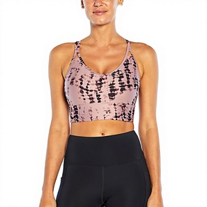 Women's <b>Blue</b> Floral Print Sports <b>Bra</b> With Racerback High Support Seamless Design - Product Image 1