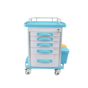 Mobile ABS Drugs Hospital Medical Crash Cart Plastic Emergency Medicine Trolley For Clinic