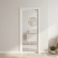 Porte battante en aluminium Aomeja au design moderne, verre dépoli, étroite, bien étanche, garantie 5 ans, pour salle de bain/WC/toilettes, intimité garantie