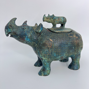 Xiaochen Yu alla fine della dinastia Shang artefatto in bronzo rinoceronte Zun metallo prezioso artigianale forma ricca di dettagli - Product Image 1