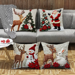 Funda de Almohada Navideña Cuadrada Moderna del Fabricante, Cojín de Poliéster Estampado para Decoración de Sofás en el Hogar y Hoteles - Product Image 2