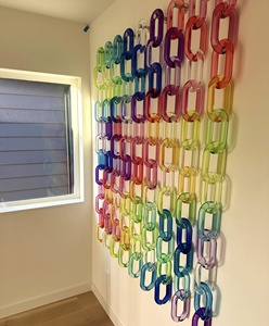 Vente en gros <span class=keywords><strong>de</strong></span> grandes chaînes murales en acrylique colorées, maillons en acrylique pour la décoration murale DIY, projets d'artisanat pour la maison - Product Image 4