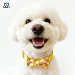 Wangwuwu Checkerboard Dog Collar With <b>Bow</b> Tie Adjustable For Kittens And Puppies - Product Image 4